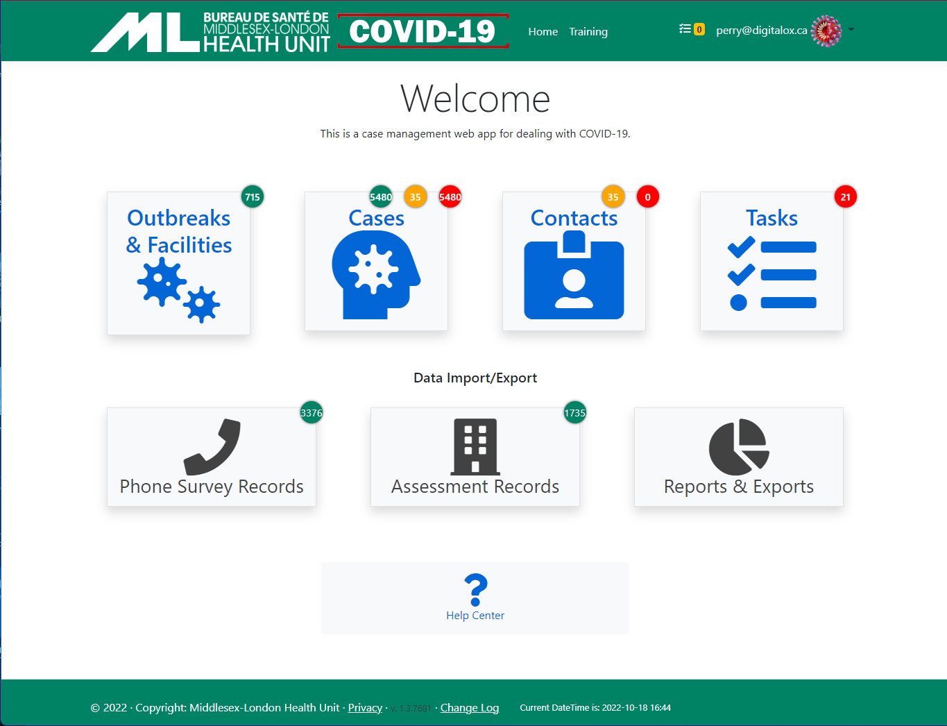 MLHU COVID CCM Tool screenshot