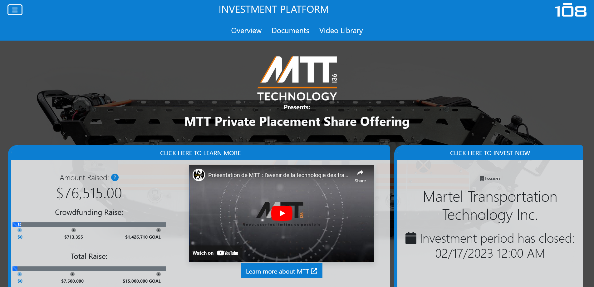 DragonInvest MTT raise homepage